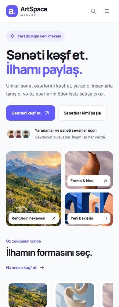 Mobile experience — ArtSpace Market