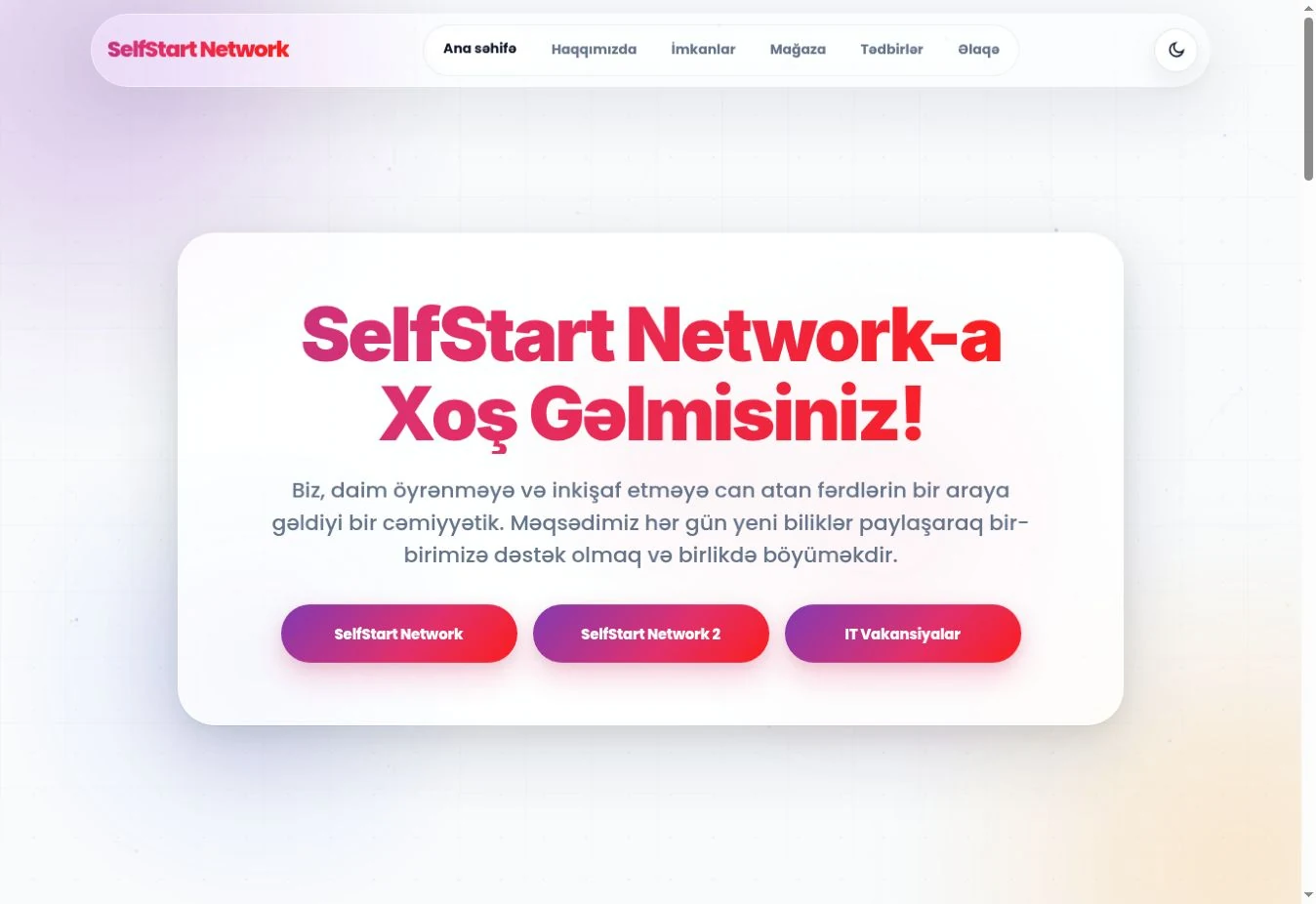 SelfStart Network website captured on 22 October 2026
