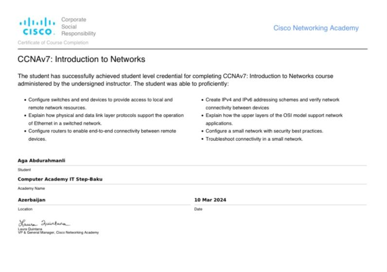 CCNAv7: Introduction to Networks - Cisco