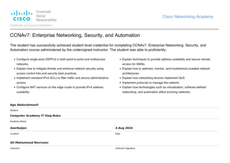 CCNAv7: Enterprise Networking, Security, Automation - Cisco